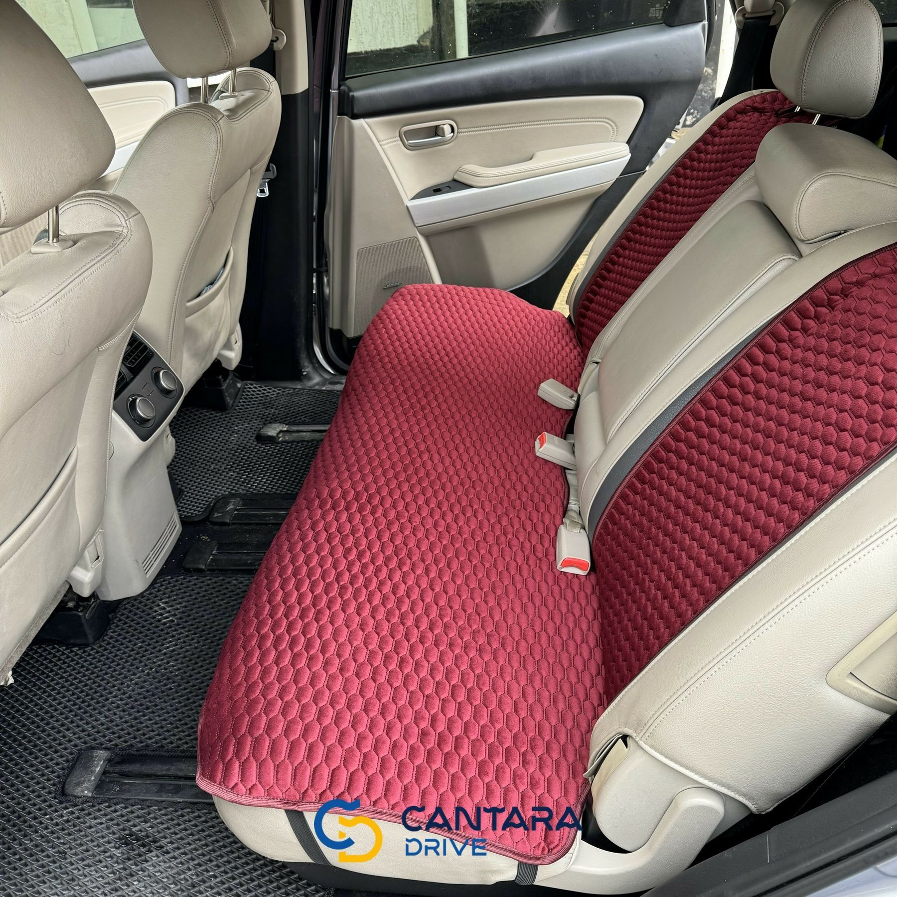 купити Накидки на сидіння з алькантари Lux (штучної замші), Бордові з чорним рядком, плоскі стільники. Преміум. Повний комплект 5