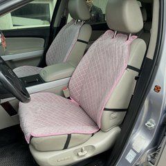 купити Накидка на крісло в машину з алькантари Lux ПАЙКА Квадратний ромб Ніжно-рожева Преміум+ 1 передня 1