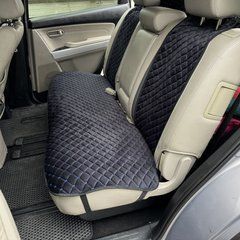 купить Накидки на задние сиденья автомобиля из алькантары Lux Прошитый квадратный ромбик Черный с синей нитью 1