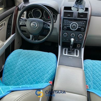 купить Накидки на сиденье с алькантары Lux ПАЙКА, Квадратный ромб бирюза. Премиум+. Передний комплект 5