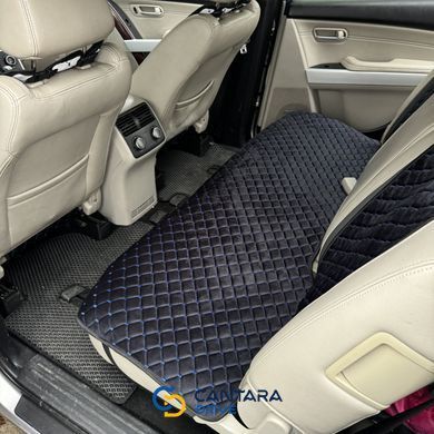 купити Накидки на задні сидіння автомобіля з алькантари Lux Прошитий квадратний ромбік Чорний з синьою ниткою 2