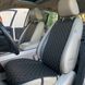 купить Накидки для авто из перфорированной экокожи, Черные с золотой строчкой, Премиум, Передний комплект 1