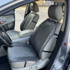 купить Накидка на переднее сиденье автомобиля из алькантары Lux Диамонд удлиненный темно-серый ромб (колор 19) Премиум+ 1 передняя 1