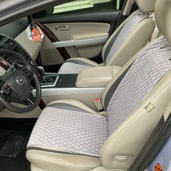 купити Накидка на сидіння з алькантарою Lux (штучна замша), Світло-сірий ромб із чорним рядком. Стандарт. 1 передня 1
