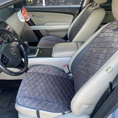 купить Накидки на сиденье с алькантары Lux ПАЙКА, Удлиненный ромб тёмно-серый. Премиум. Передний комплект 1