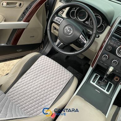 купити Накидка на сидіння з алькантарою Lux (штучна замша), Світло-сірий ромб із чорним рядком. Стандарт. 1 передня 3