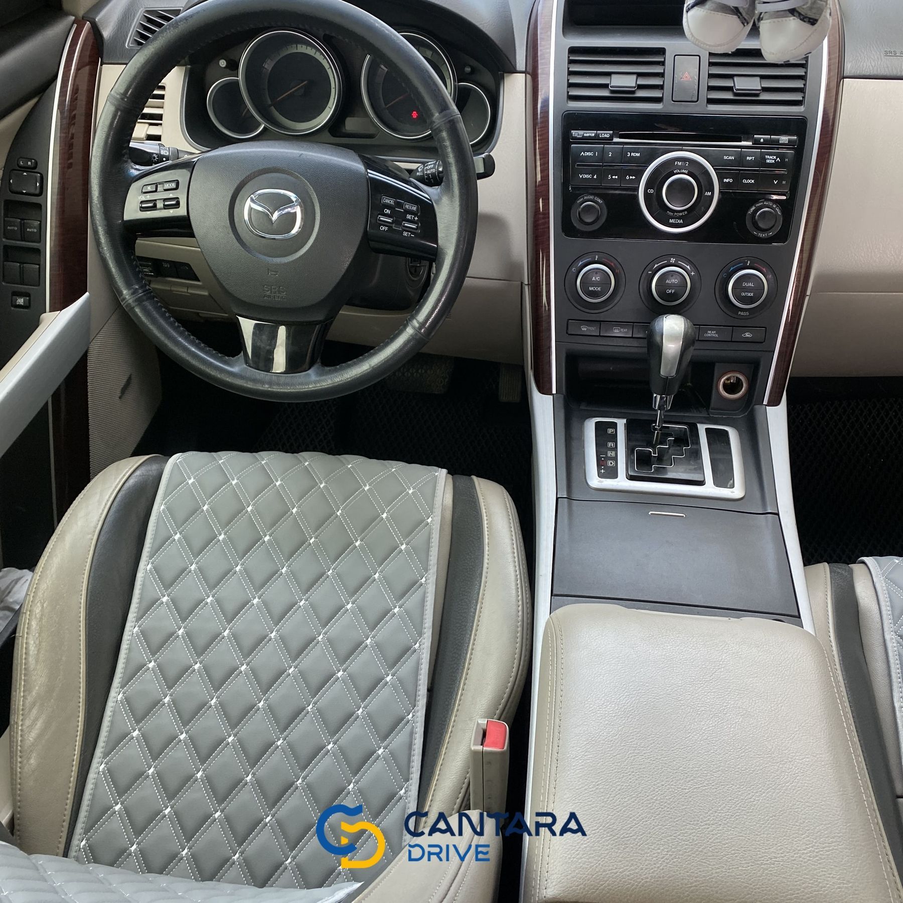 купити Накидка для авто з екошкіри, Сіра з подвійним сірим рядком, Стандарт, 1 передня 3