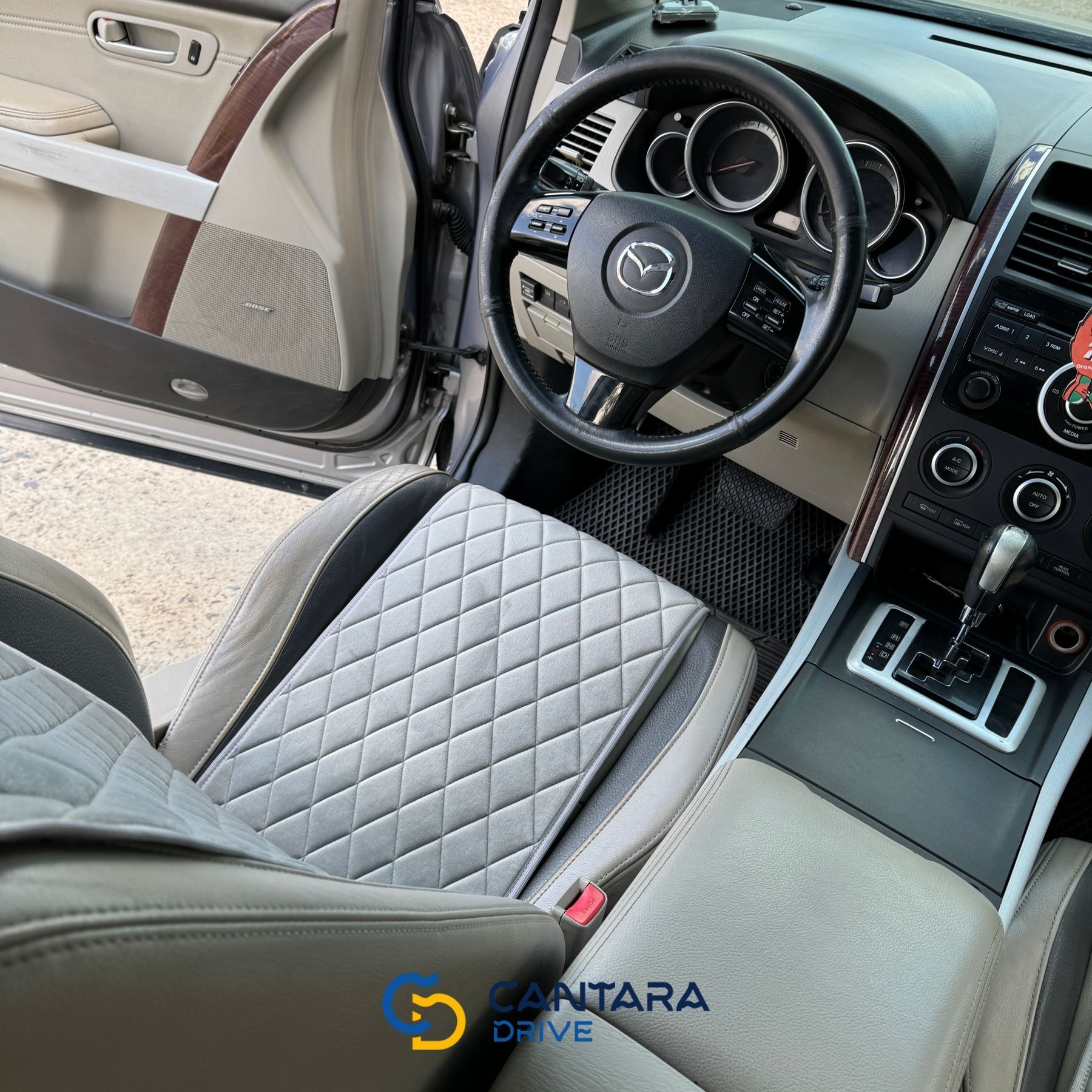 купити Накидка на крісло автомобіля з алькантари Lux Діамонд подовжений світло-сірий ромб Стандарт 1 передня 3