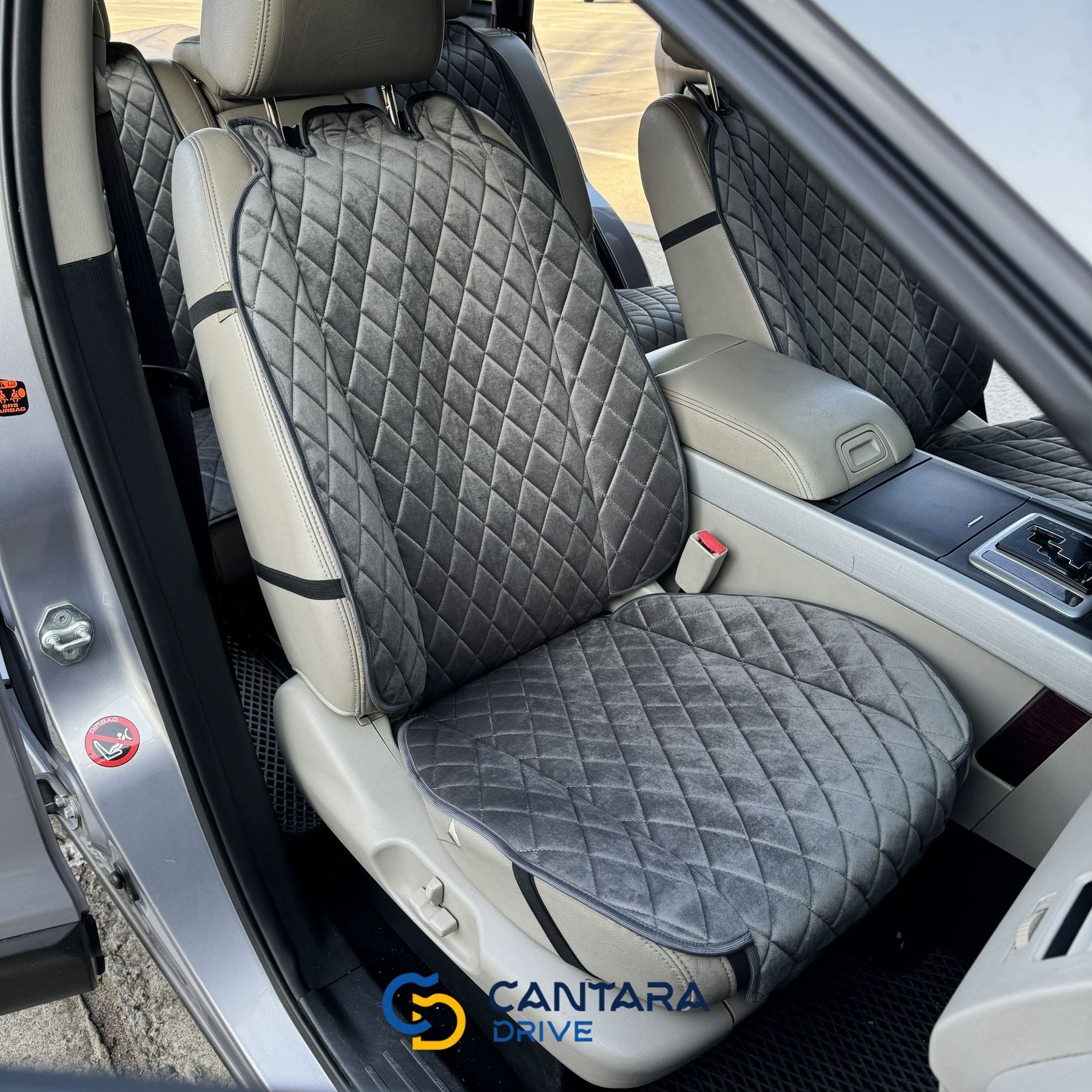 купити Накидки на сидіння в авто з алькантари Lux Діамонд подовжений темно-сірий ромб (колор 19) Преміум+ Повний комплект 4