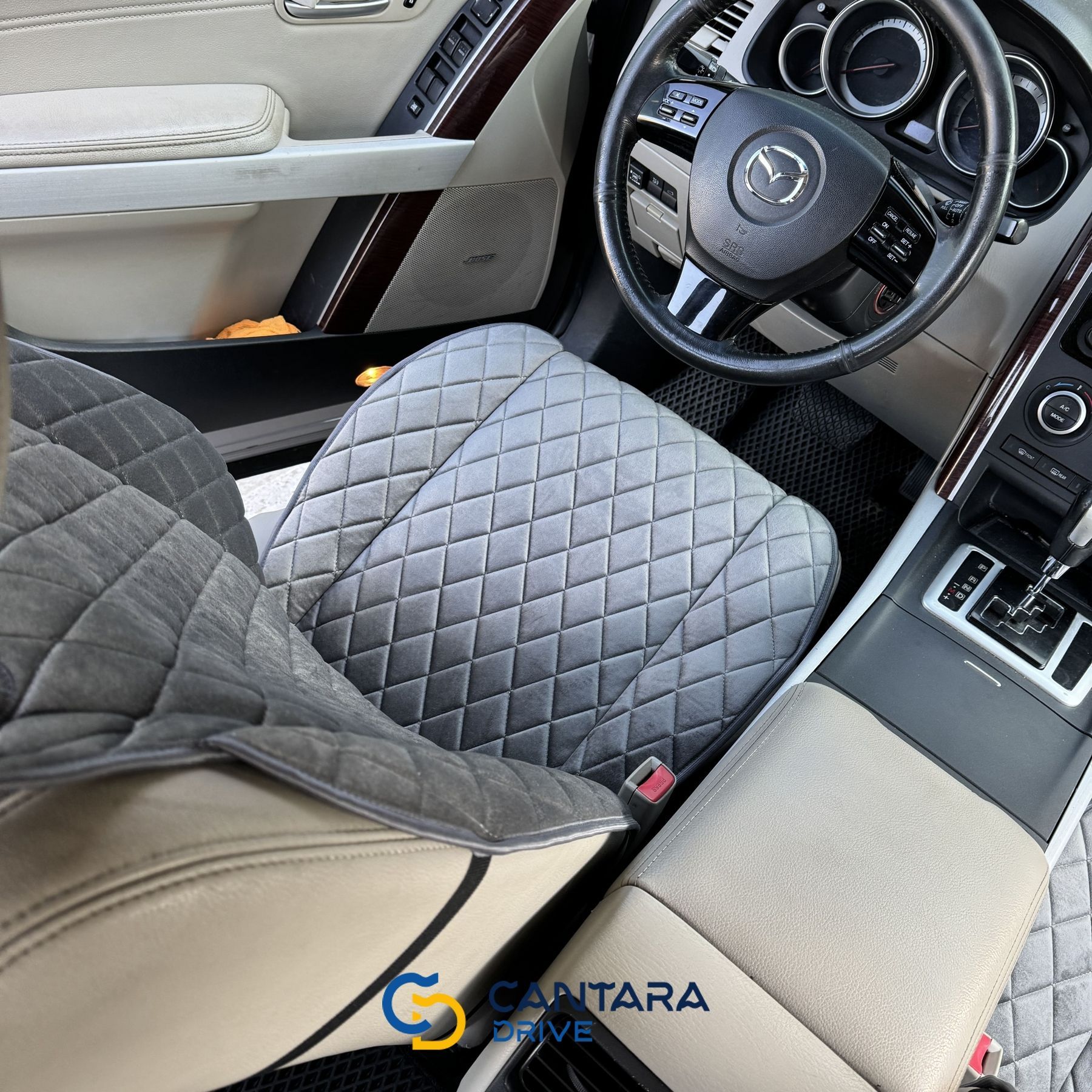 купити Накидки на сидіння в авто з алькантари Lux Діамонд подовжений темно-сірий ромб (колор 19) Преміум+ Повний комплект 3