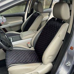 купить Накидка на сиденье в машину из алькантары Lux Прошитый квадратный ромбик Черный с красной строчкой Стандарт 1 передняя 1