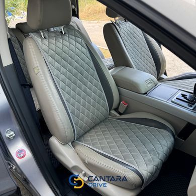 купити Авто накидки на сидіння з алькантари Lux Діамонд подовжений світло-сірий ромб Стандарт 2 передні 3