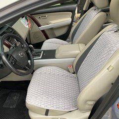 купити Накидка на сидіння з АЛЬКАНТАРИ Lux (штучної замші), Світло-сірий ромб із чорним рядком. Преміум. 1 передня 1