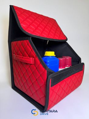 купити Органайзер у багажник авто з перфорованої Еко-шкіри Червоний з червоним рядком, Розмір S, 35*30*30 см 5
