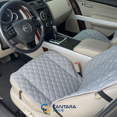 купить Накидка для авто из экокожи, Серая с двойной серой строчкой, Премиум+, 1 передняя 2