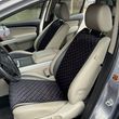 купити Накидки на автомобільні сидіння з алькантари Lux Прошитий квадратний ромбік Чорний з червоним рядком Стандарт Повний комплект 1