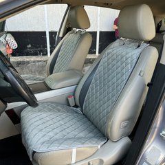 купить Накидки на сидушки авто из алькантары Lux Диамонд удлиненный светло-серый ромб Премиум 2 передних 1