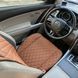 купить Накидка для авто из экокожи, Коричневые с двойной коричневой строчкой, Премиум, Передний комлект 4