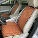 купить Накидка для авто из экокожи, Коричневые с двойной коричневой строчкой, Премиум, Передний комлект 2