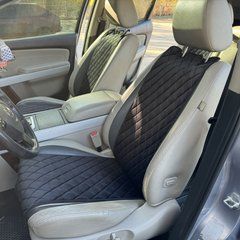 купити Автонакидки на сидіння автомобіля з алькантари Lux Діамонд прошитий чорний ромб з чорним рядком Стандарт Повний комплект 1