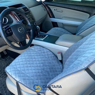 купити Накидки на сидіння з алькантари Lux ПАЙКА, Квадратний ромб сірий. Преміум+. Повний комплект 2
