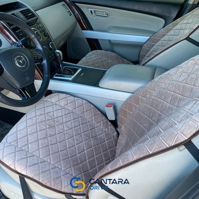 купити Накидки на сидіння з алькантари Lux ПАЙКА, Подовжений ромб капучино. Преміум+. Повний комплект 2