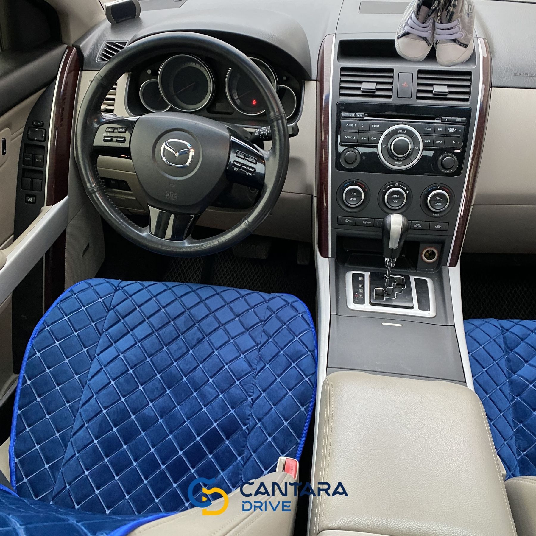 купити Накидки на сидіння з алькантари Lux ПАЙКА, Квадратний темно синій ромб. Преміум. 1 передня 5