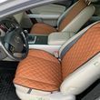 купити Накидки для авто з екошкіри, Коричневі з подвійним коричневим рядком, Преміум, 1 передня 1