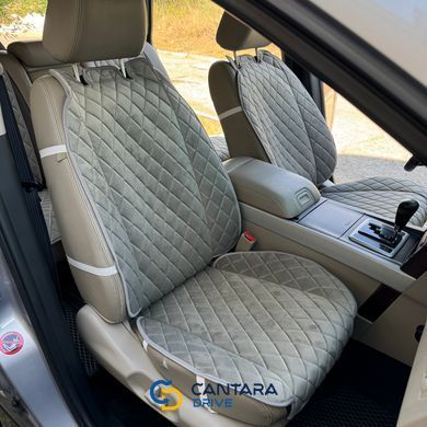 купити Накидки на сидіння автомобіля Lux Діамонд з алькантари подовжений світло-сірий ромб Преміум+ Передній комплект 3