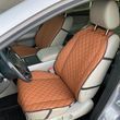 купити Накидки для авто з екошкіри, Коричневі з подвійним коричневим рядком, Преміум+, 1 передня 1