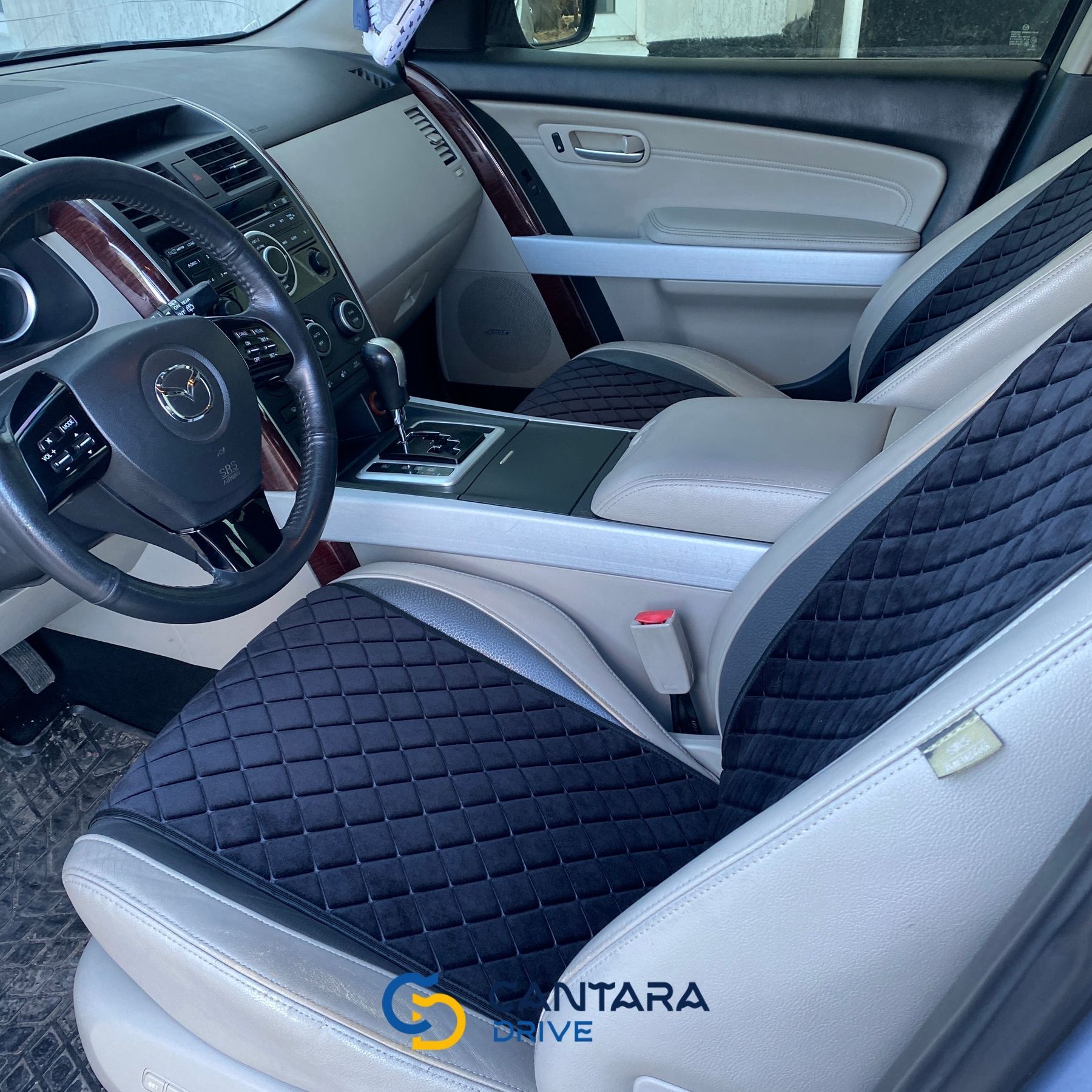 купити Накидки на сидіння з алькантари Lux ПАЙКА, Квадратний ромб чорний. Стандарт. Повний комплект 2