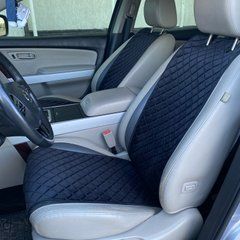 купить Накидки на сиденье с алькантары Lux ПАЙКА, Квадратный ромб черный. Стандарт. Полный комплект 1