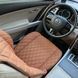 купити Накидки для авто з екошкіри, Коричневі з подвійним коричневим рядком, Преміум+, 1 передня 2