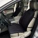 купить Накидки на сиденья в автомобиль из алькантары Lux Прошитый квадратный ромбик Черный с красной строчкой Премиум+ Передний комплект 1