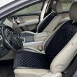 купити Авто накидка на сидіння з алькантари Lux Прошитий квадратний ромбік Чорний з синьою ниткою Стандарт 1 передня 1