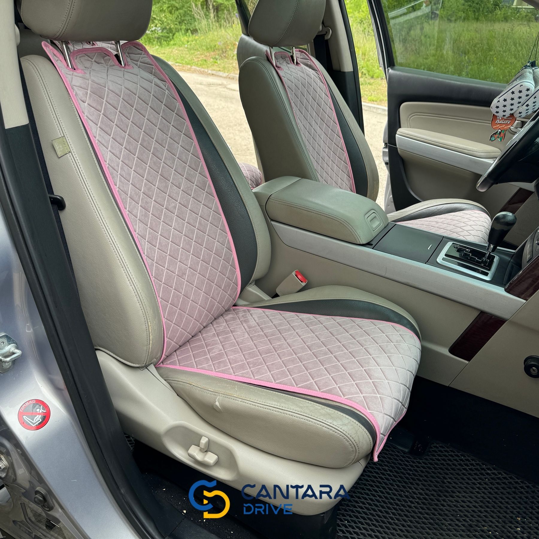 купити Накидки на сидіння автомобіля з алькантари Lux Пайка Квадратний ромб Ніжно-рожеві Стандарт Передній комплект 3
