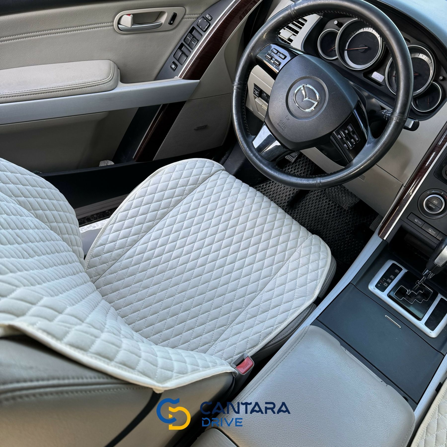 купити Накидки на сидіння з алькантари Lux (штучної замші), Світло-Бежевий ромб. Преміум+. Повний комплект 2