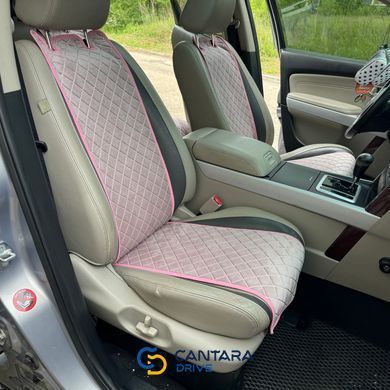 купить Накидки на сидушки автомобиля из алькантары Lux ПАЙКА Квадратный ромб Нежно-розовые Стандарт Передний комплект 3