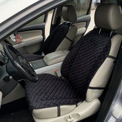купити Автомобільні накидки на сидіння з алькантари Lux Прошитий квадратний ромбік Чорний з червоним рядком Преміум+ Повний комплект 1