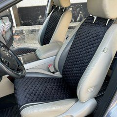 купить Накидки на автомобильные сиденья из алькантары Lux Большие черные соты Стандарт Передний комплект 1