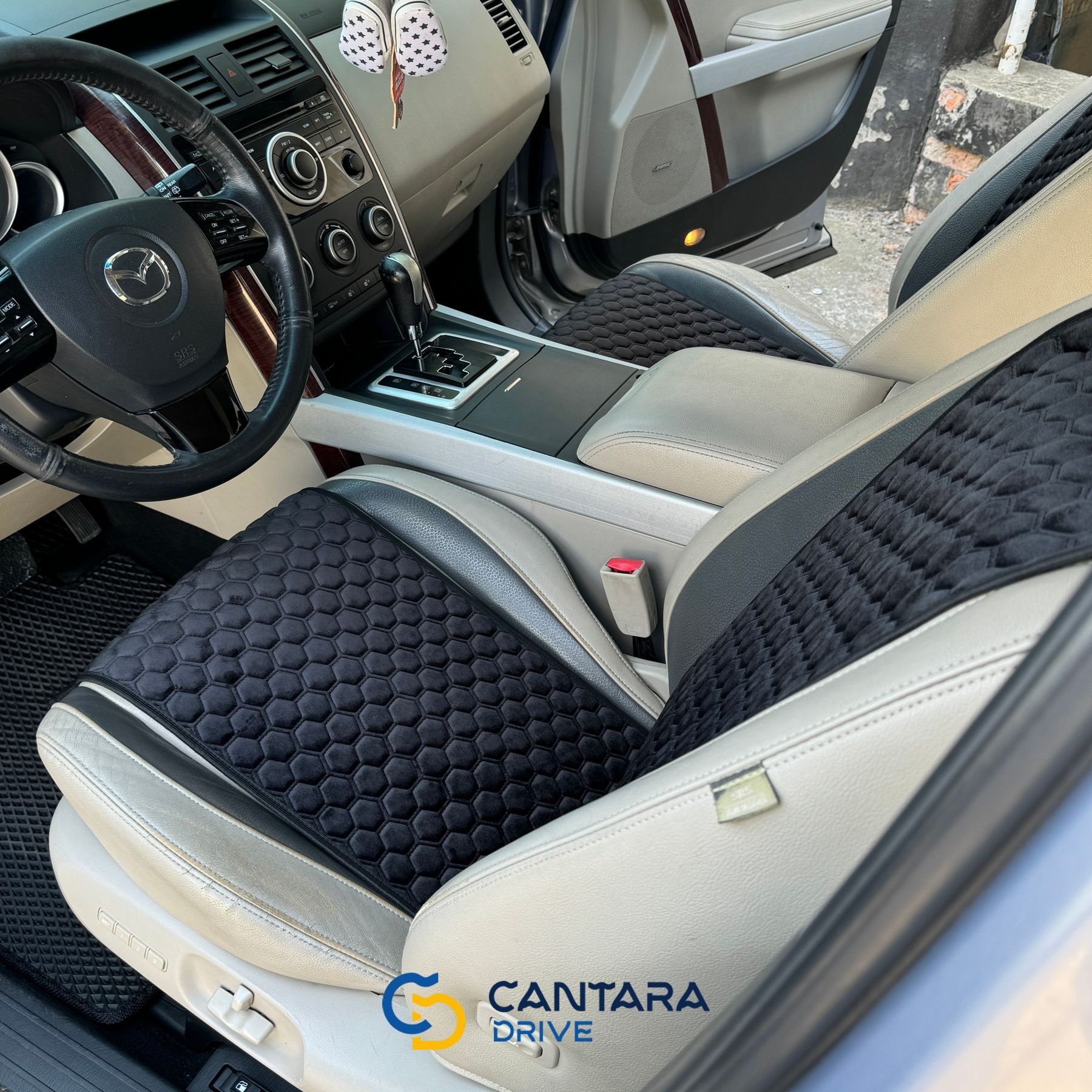 купити Накидки для сидінь автомобіля з алькантари Lux Великі чорні стільники Стандарт Повний комплект 2