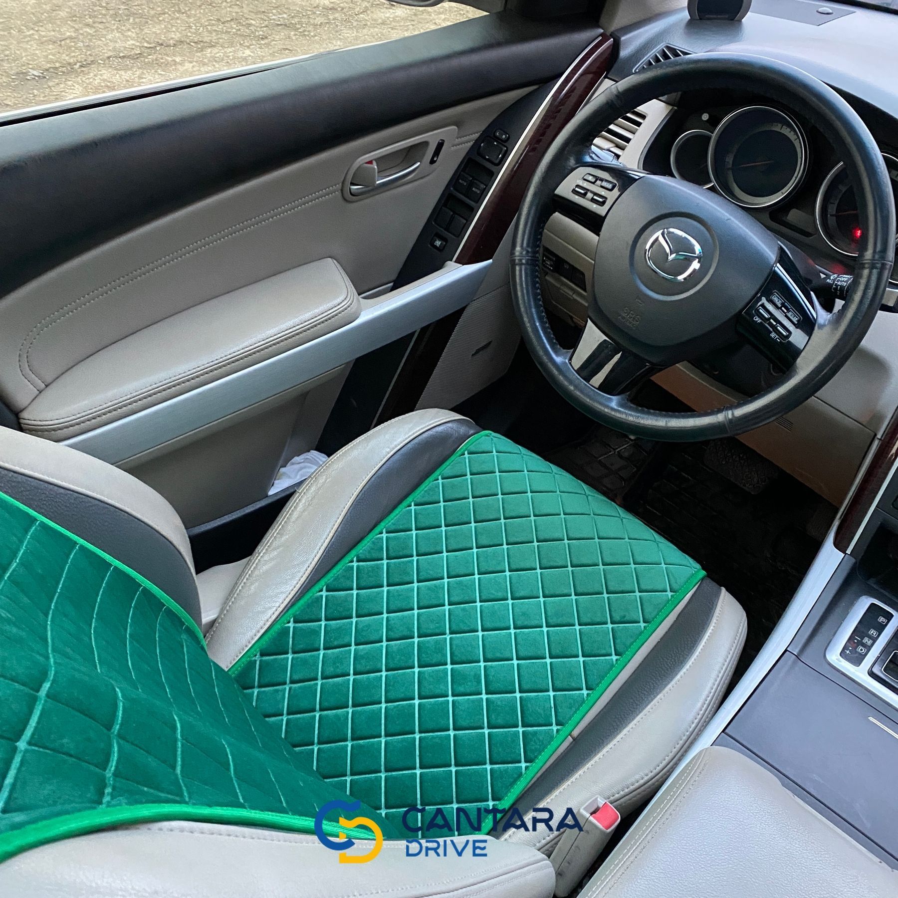 купити Накидки на сидіння з алькантари Lux ПАЙКА, Квадратний ромб смарагд. Стандарт. Передній комплект 3