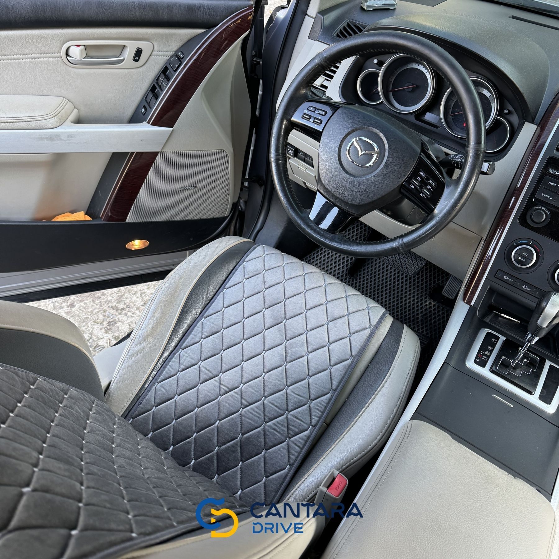 купить Автомобильная накидка на сиденье из алькантары Lux Диамонд прошитый темно серый ромб Стандарт 1 Передняя 3
