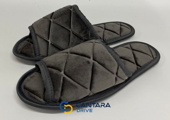 Чоловічі тапки хатні Темно-сірі Ромб