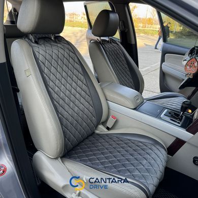 купить Накидки на передние сиденья автомобиля из алькантары Lux Диамонд прошитый темно серый ромб Стандарт 2 передних 3