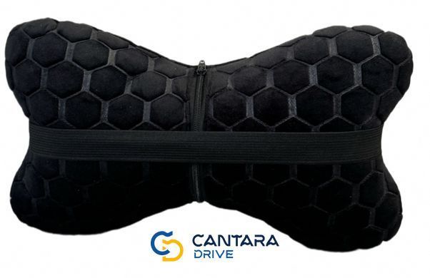 купити Подушка під голову в авто з алькантари Lux ПАЙКА, Чорні стільники 3
