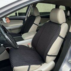 купить Накидки на сиденье из алькантары Lux, Черные плоские соты с черной строчкой, Премиум+, Полный комплект 1