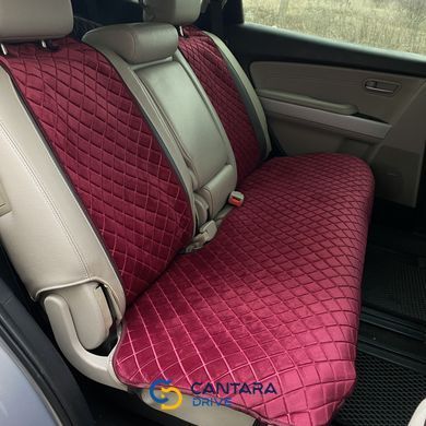 купить Накидки на сиденье с алькантары Lux ПАЙКА, Квадратный ромб бардо. Премиум. Полный комплект 4