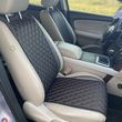 купить Накидки для авто из экокожи, Черные с двойной красной строчкой, Стандарт, Передний комплект 1