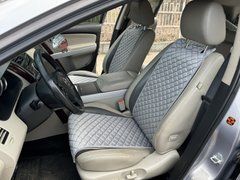 купить Накидки на сиденья в машину из алькантары Lux Прошитый квадратный ромбик Серый Стандарт Передний комплект 1